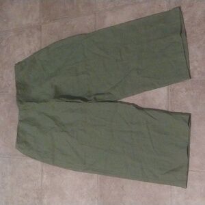 Eileen Fisher Sage Green 100% Irish Linen Side Zip Wide Leg Pants Size L